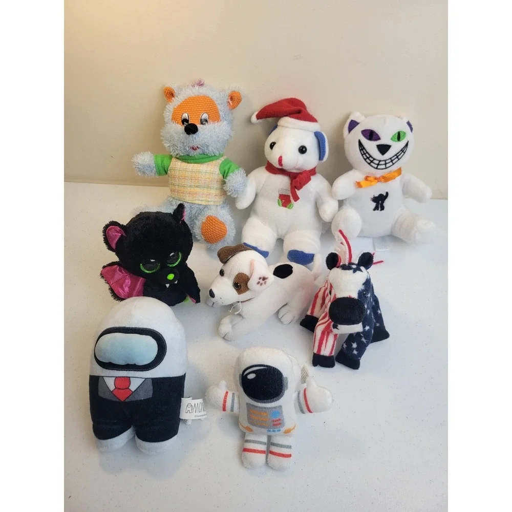 Mixed Plush Toy Lot Among Us Holiday‎ Animals 8pc Multicolor Good Small-Medium